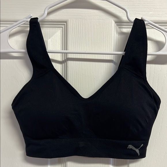 Puma Black Racerback Sports Bra with V-Neck - Picture 1 of 4